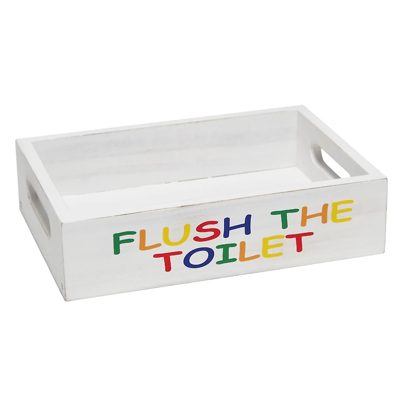 Elegant Designs Small White Wash Kids Towel Holder, Frame & Toilet Paper Holder Set