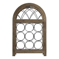 23" Rustic Wood & Metal Wine Rack