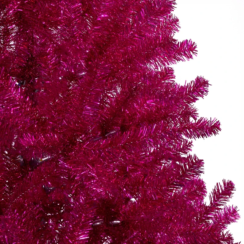 9ft. Unlit Metallic Pink Tinsel Artificial Christmas Tree
