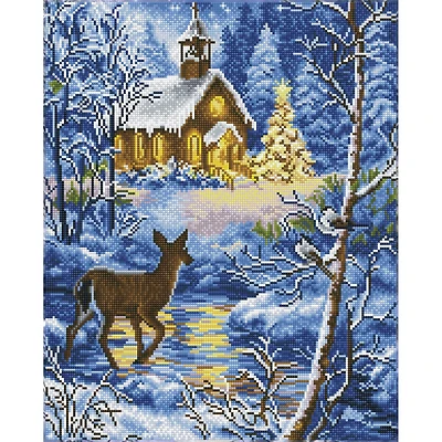 Diamond Dotz® Intermediate Chapel in the Snow Diamond Art Painting Kit