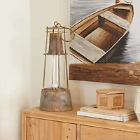 Brown Metal Rustic Lantern, 23" x 9" x 9"