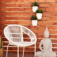 25" White Metal Contemporary 3-Pot Hanging Planter