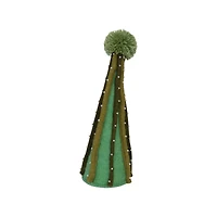 Hello Honey® 12.5" Green & White Decorative Wool Felt Tree with Applique, Beads & Pom Pom