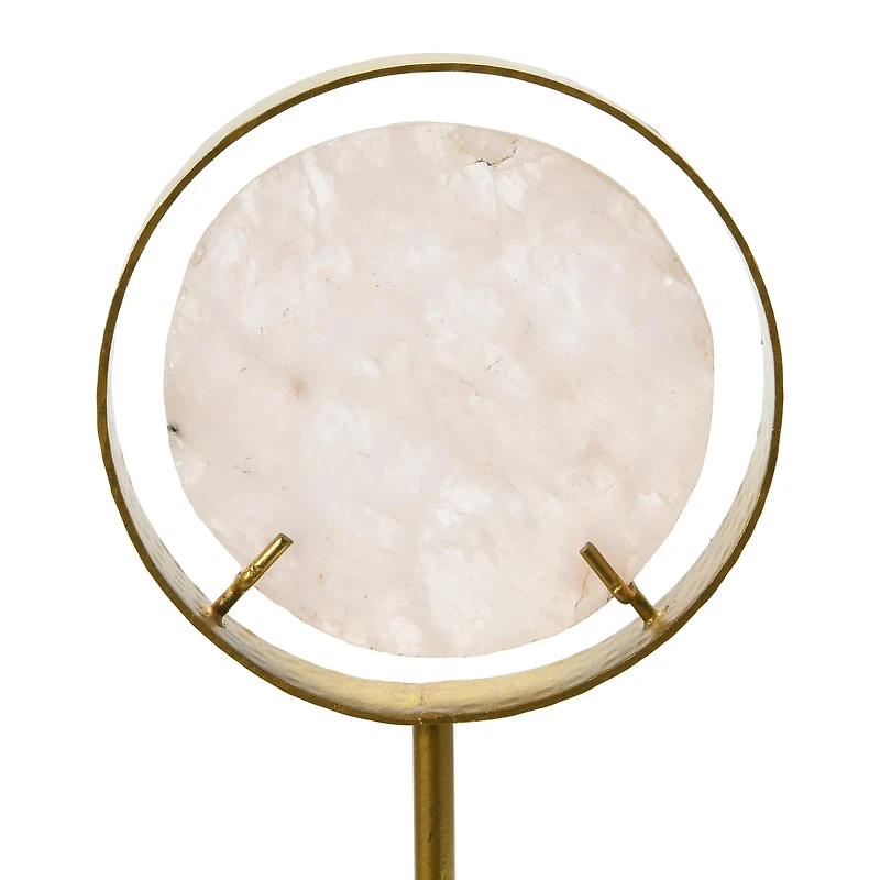 Hello Honey® 18" White Decorative Agate Accent on Metal & Marble Stand