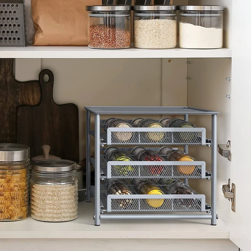 NEX™ 3-Tier -Bottle Metal Spice Rack with Drawer Organizer