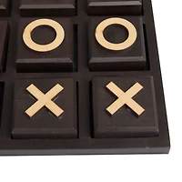 The Novogratz 10" Black Wood Tic-Tac-Toe Game Set