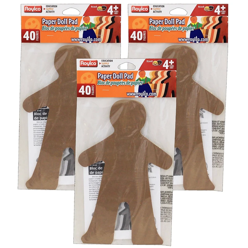 Roylco® 8" x 10" Multicultural Paper Doll Pad, 3 Pack Bundle