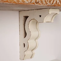 Whitewashed Distressed Antique Wood Corbel Shelf Brackets (Set of 2)