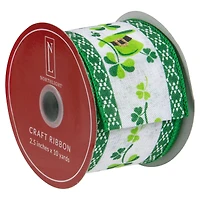 2.5" x 10yd. St. Patrick's Day Shamrock & Hat Wired Spring Craft Ribbon