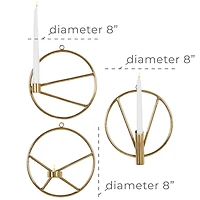 Set of 3 Gold Stainless Steel Modern Wall Sconce, 8" x 8"