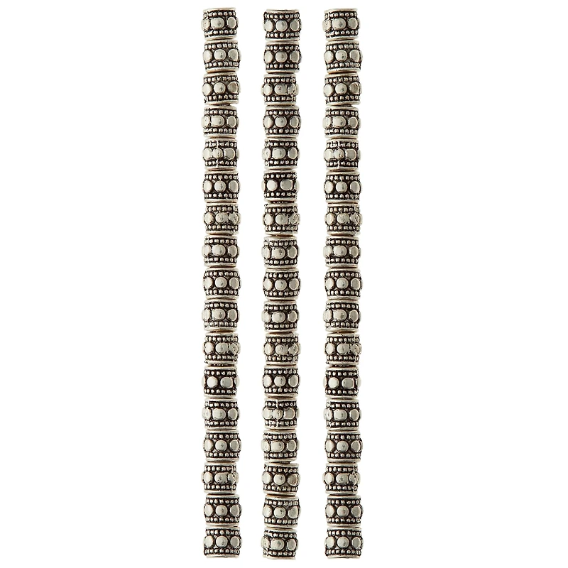 12 Pack:  Antique Silver Carved Rondelle Beads by Bead Landing™