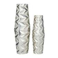 Silver Aluminum Modern Vase, Set of 2" 20", 15"