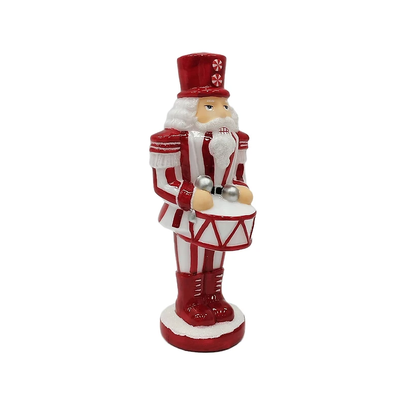 9.5" Red & White Peppermint & Drum Glass Nutcracker by Ashland®