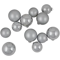 72ct. 4" Silver Shiny and Matte Christmas Glass Ball Ornaments