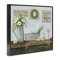 Stupell Industries Farmhouse Bathroom Counter Still Life Motivational Phrases Framed Giclee Art