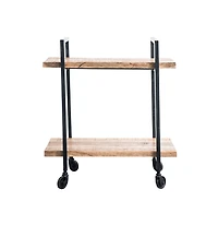 Hello Honey® 30.5" Brown Mango Wood & Black Metal 2-Tier Cart