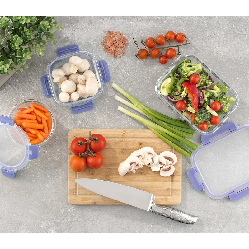 Joyful by JoyJolt® 24-Piece Purple Glass Storage Container Set with Leakproof Lids