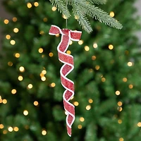 6ct Frosted Red and White Candy Twist Christmas Ornaments 9"