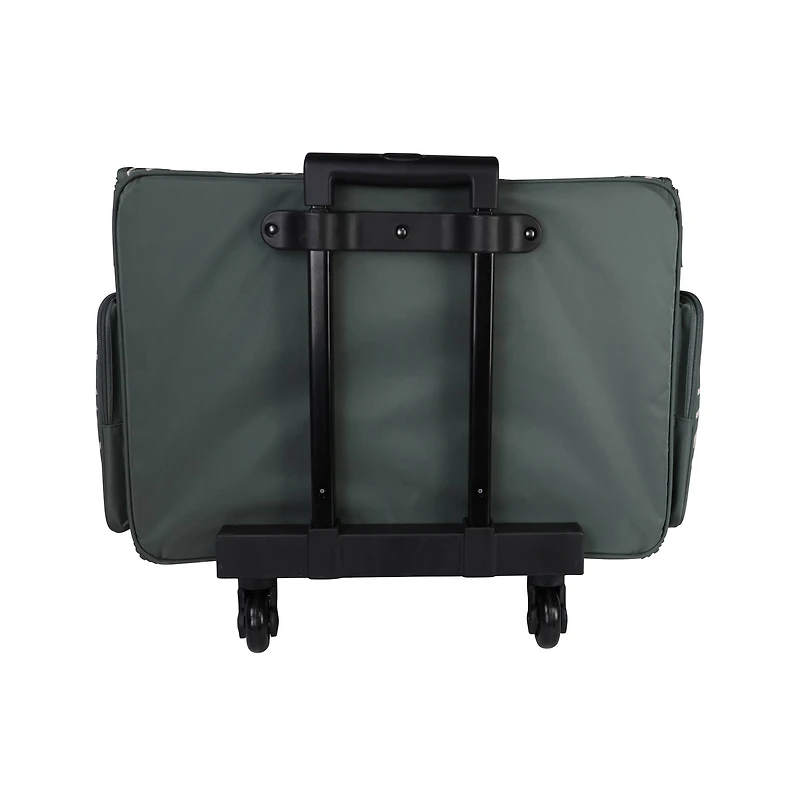 Everything Mary Gray & Pink Abstract 4 Wheel Collapsible Deluxe Sewing Machine Storage Case