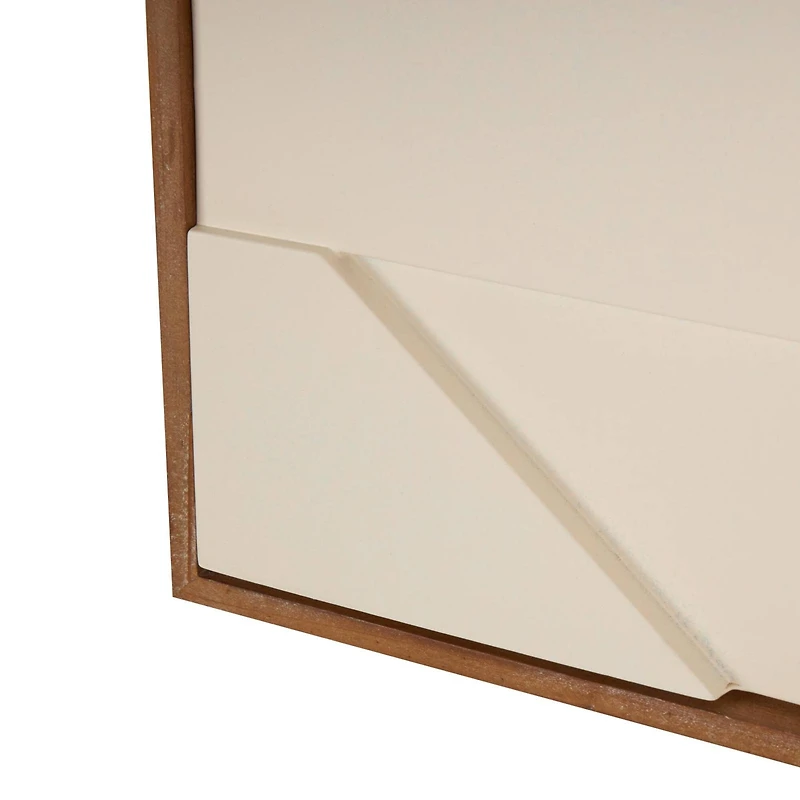 Wall Décor Cream Wood Geometric Design with Brown Wood Frame