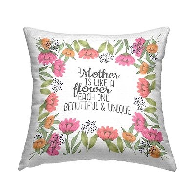 Stupell Industries Floral Mother's Day Phrase, Floral Mother's Day Phrase Outdoor Printed Pillow