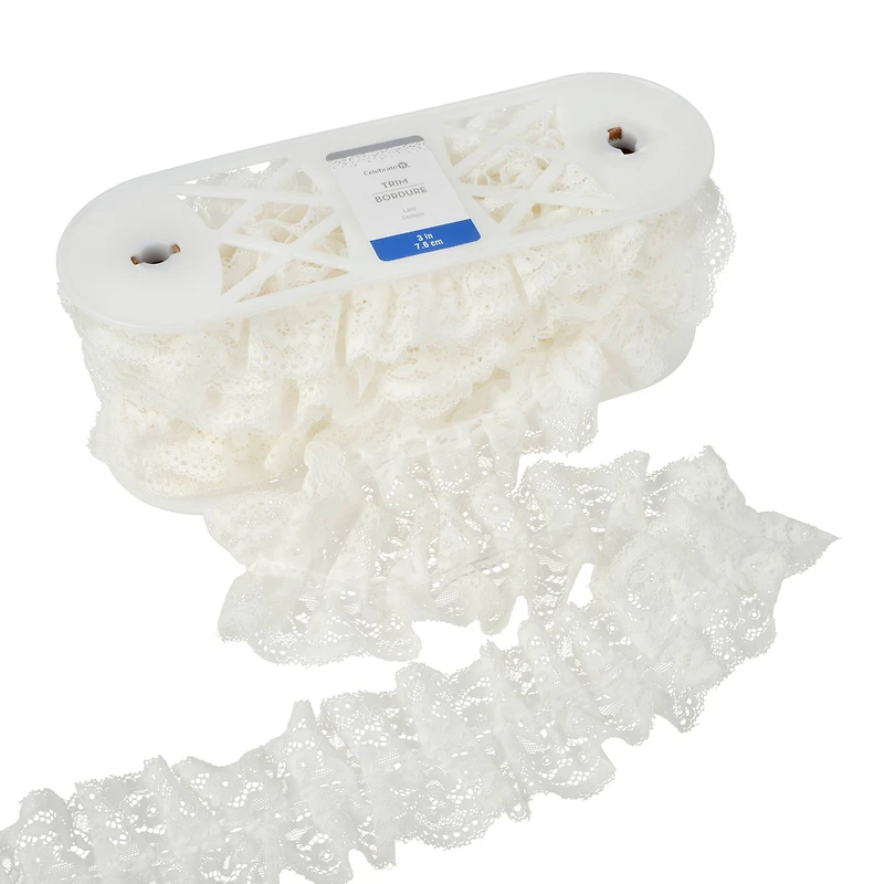 3" White Pleated Lace Trim by Celebrate It®