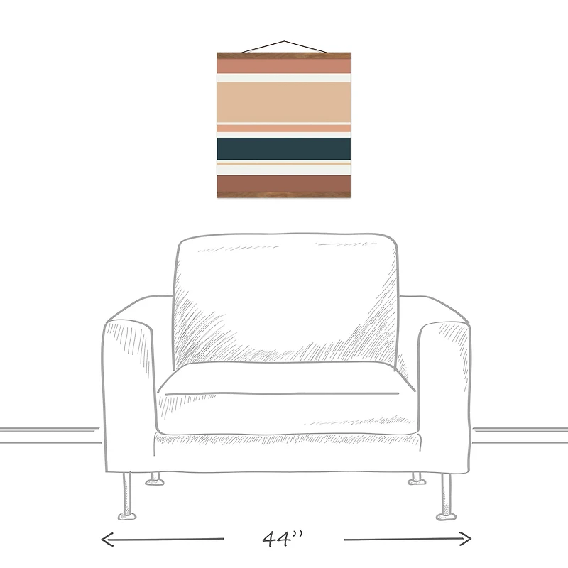 Multiple Stripes 16" x 16" Teak Hanging Canvas