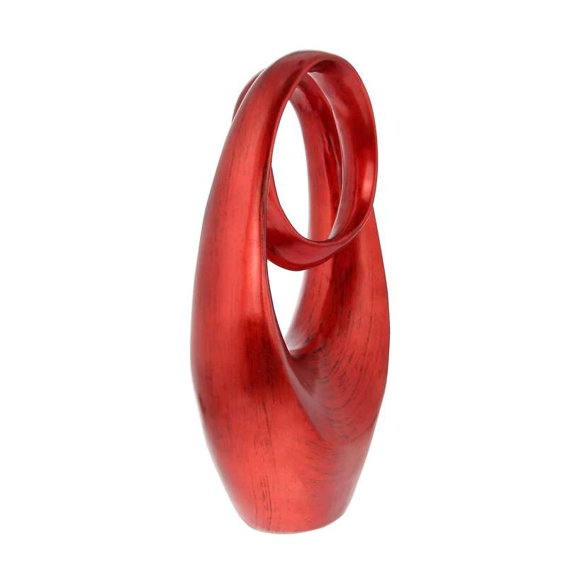 20" Red Polystone Contemporary Swirl Sculpture