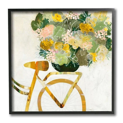 Stupell Industries Yellow Spring Floral Bouquet on Bicycle Rack,12" x 12"