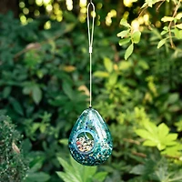 Glitzhome® 6.75" Blue Dots Glass Water Drop Hanging Bird Feeder