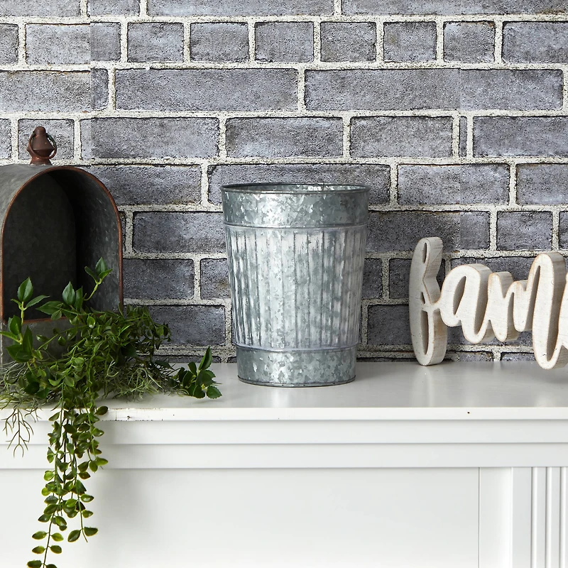 10i" Gray Farmhouse Country Pail Planter