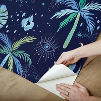 RoomMates Blue Nuit Tropicale Peel & Stick Wallpaper