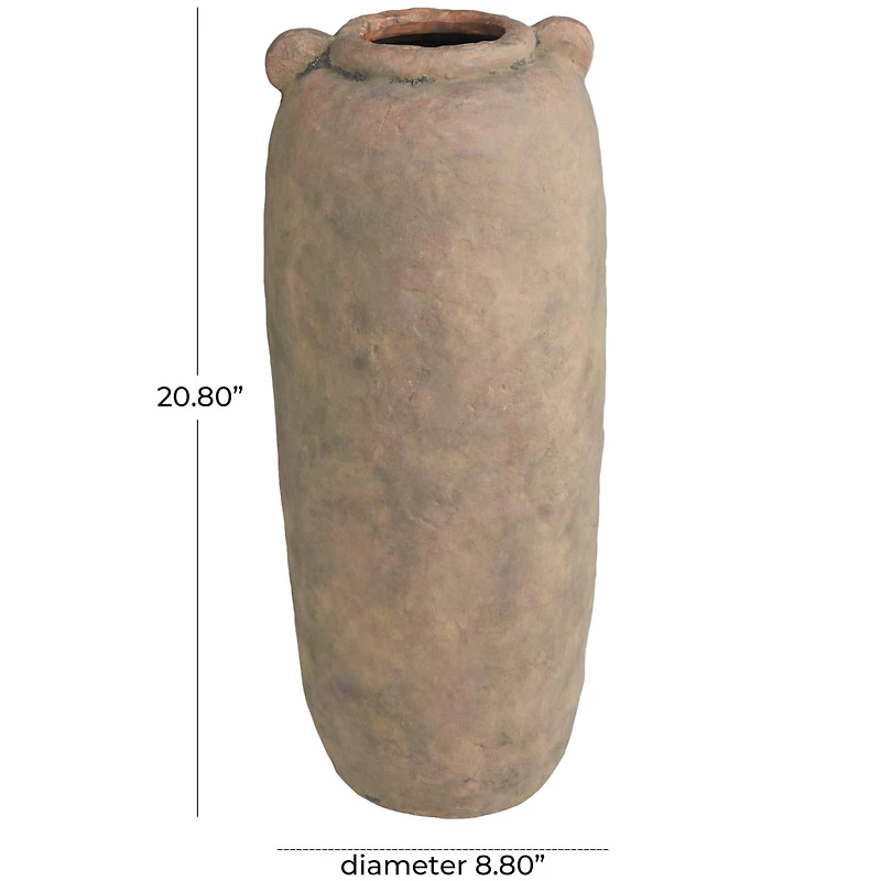 21" Brown Ceramic Distressed Terra Cotta Vase