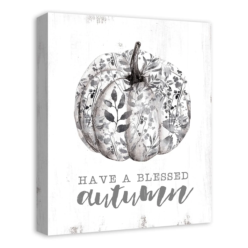 Blessed Floral Pumpkin Canvas Wall Art
