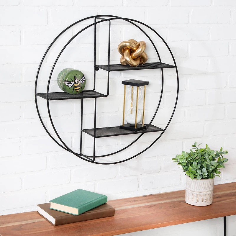 Honey Can Do 3-Tier Steel Circle Wall Shelf