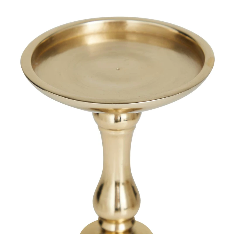 Gold Aluminum Traditional Candle Holder Set