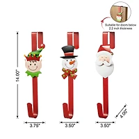 Glitzhome® 14" Christmas Metal Elf, Snowman & Santa Wreath Hanger Set