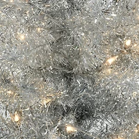 4ft. Pre-Lit Silver Tinsel Artificial Christmas Tree, Clear Lights