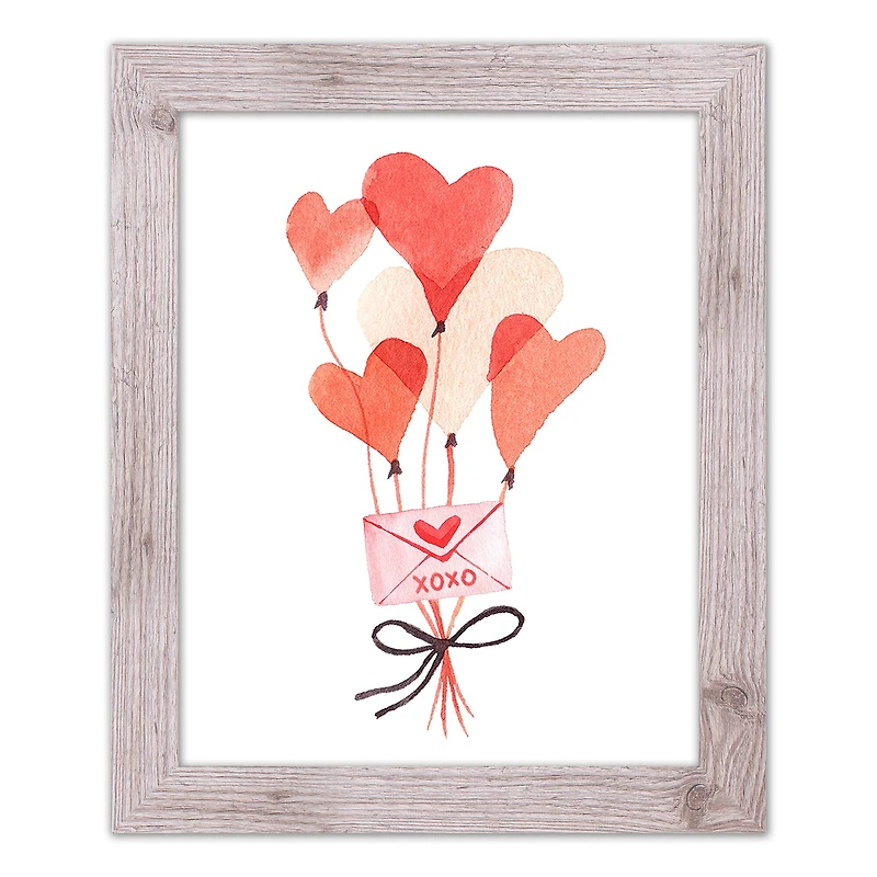 Valentine's Balloon Note Western White Framed Print