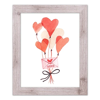 Valentine's Balloon Note Western White Framed Print