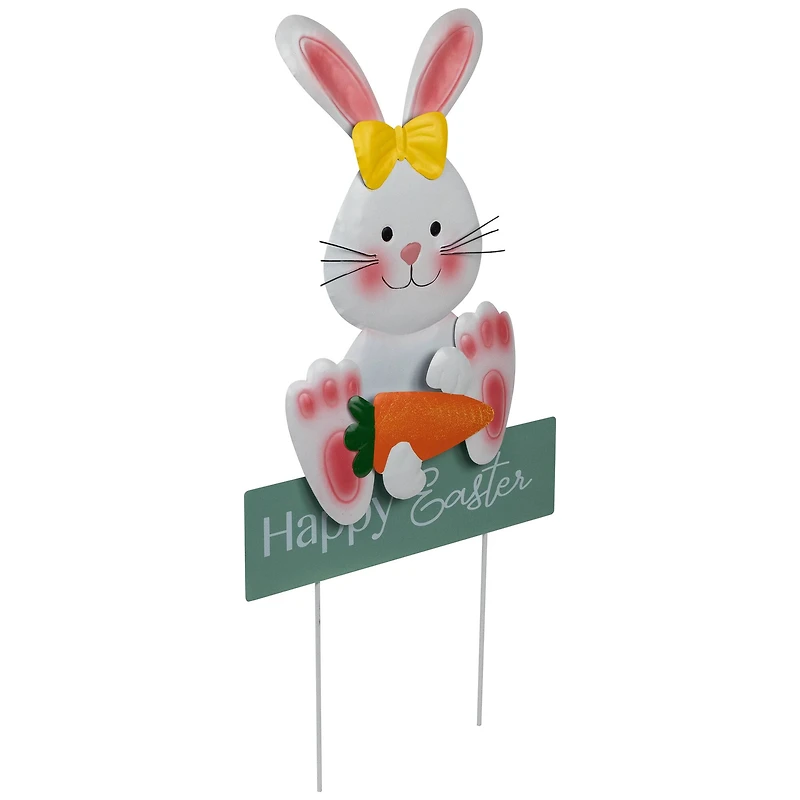 18.75" Bunny with Carrot Happy Easter Outdoor Garden Stake