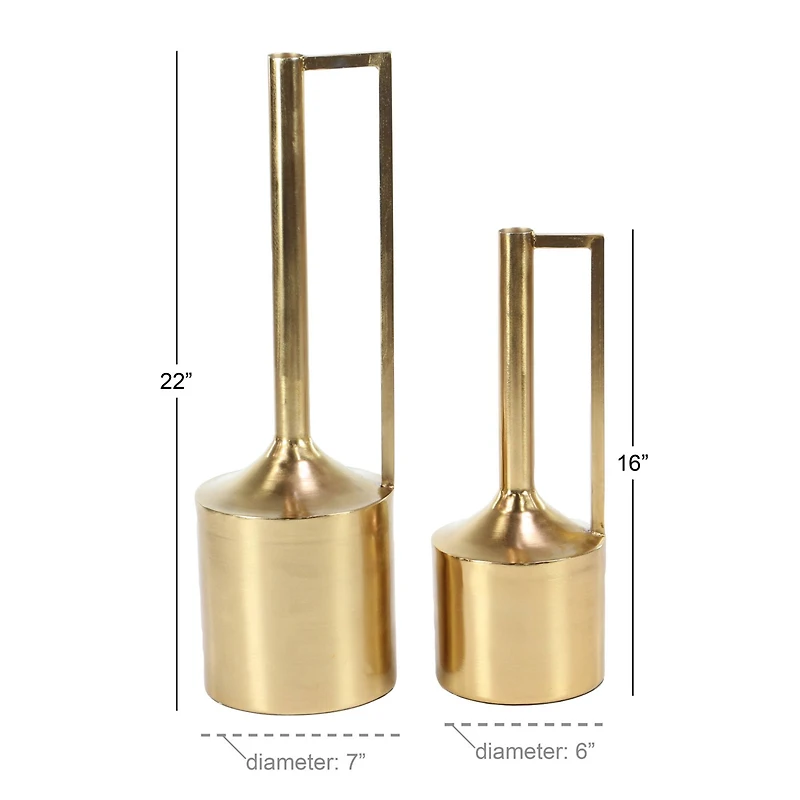 Set of 2 Gold Metal Glam Vase, 16", 22"