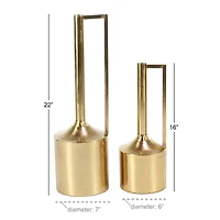 Set of 2 Gold Metal Glam Vase, 16", 22"