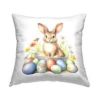 Stupell Industries Easter Bunny & Eggs Decorative Printed Throw Pillow