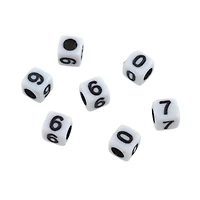 White Number Acrylic Cube Beads