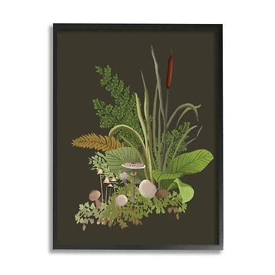 Stupell Industries Natural Forest Floor Mushrooms Ferns Framed Giclee Art