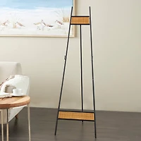 57.5" Black Metal Easel with Wood Accents