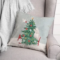 Christmas Creatures Tree Decorating Throw Pillow
