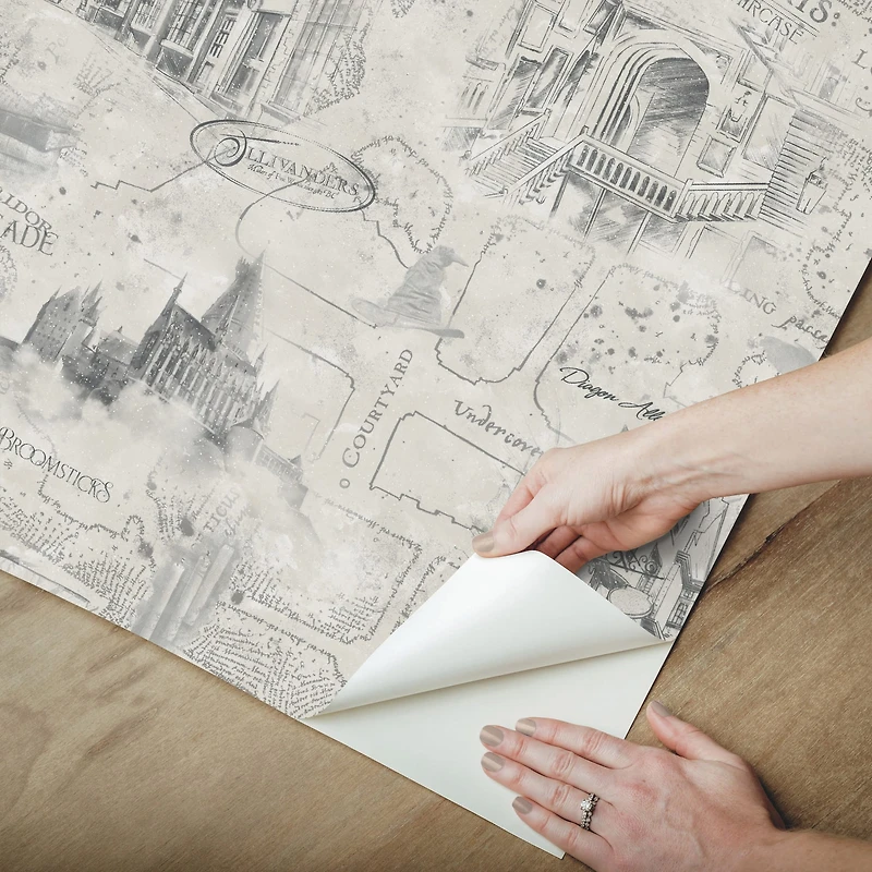 RoomMates Taupe Harry Potter Map Peel & Stick Wallpaper