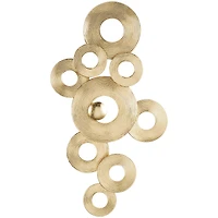 Gold Metal Abstract Stacked Circle Ring Wall Decor with Groove Texture
